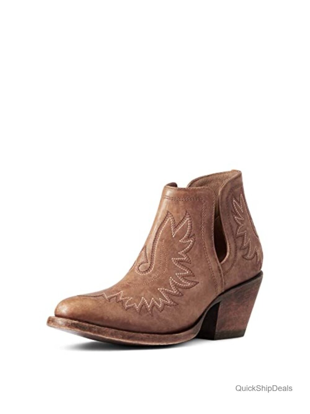 Western Bootie Full-Grain Leather Round Toe Slip On Work Boot